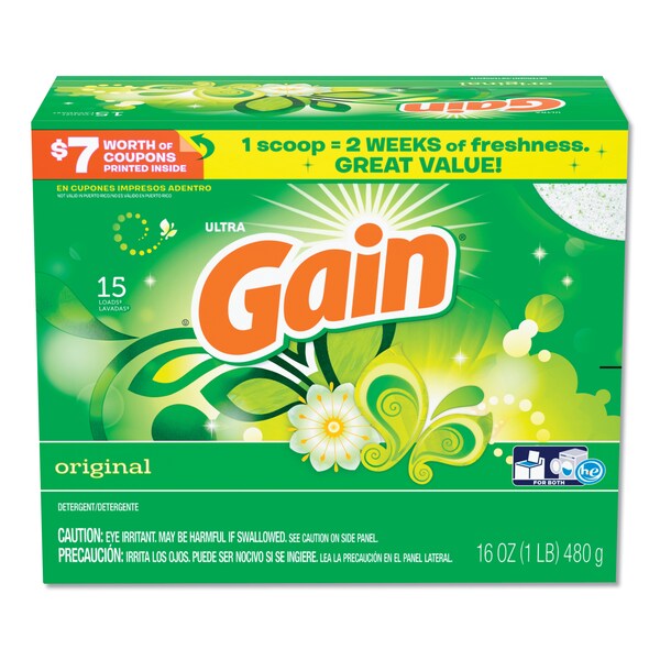 Gain Powder Laundry Detergent, Original Scent, 16 oz Box, PK6 81239 Zoro
